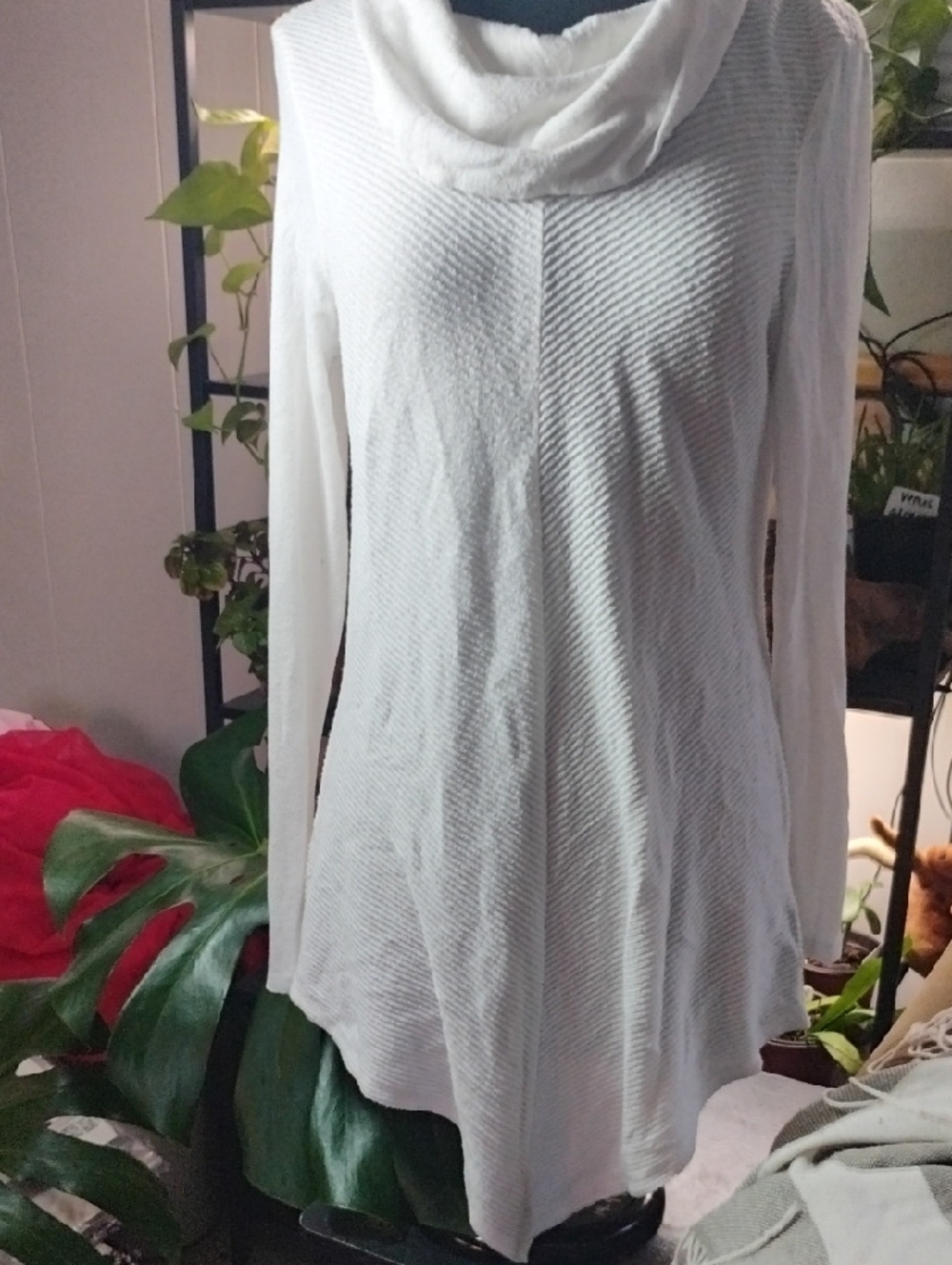 Bwear White Long Sleeve Cowl Neck Tunic